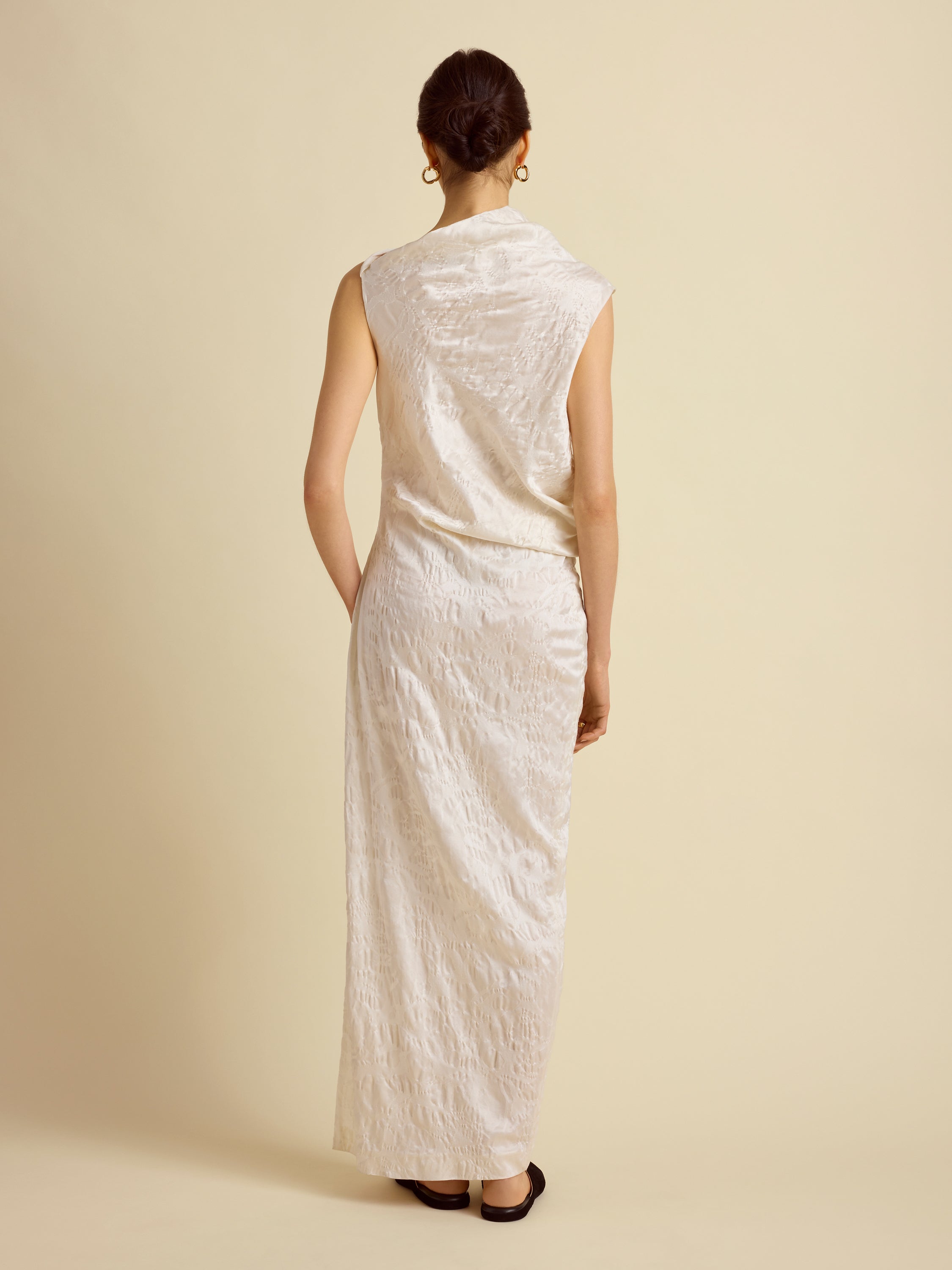 Satin Jacquard Column Dress