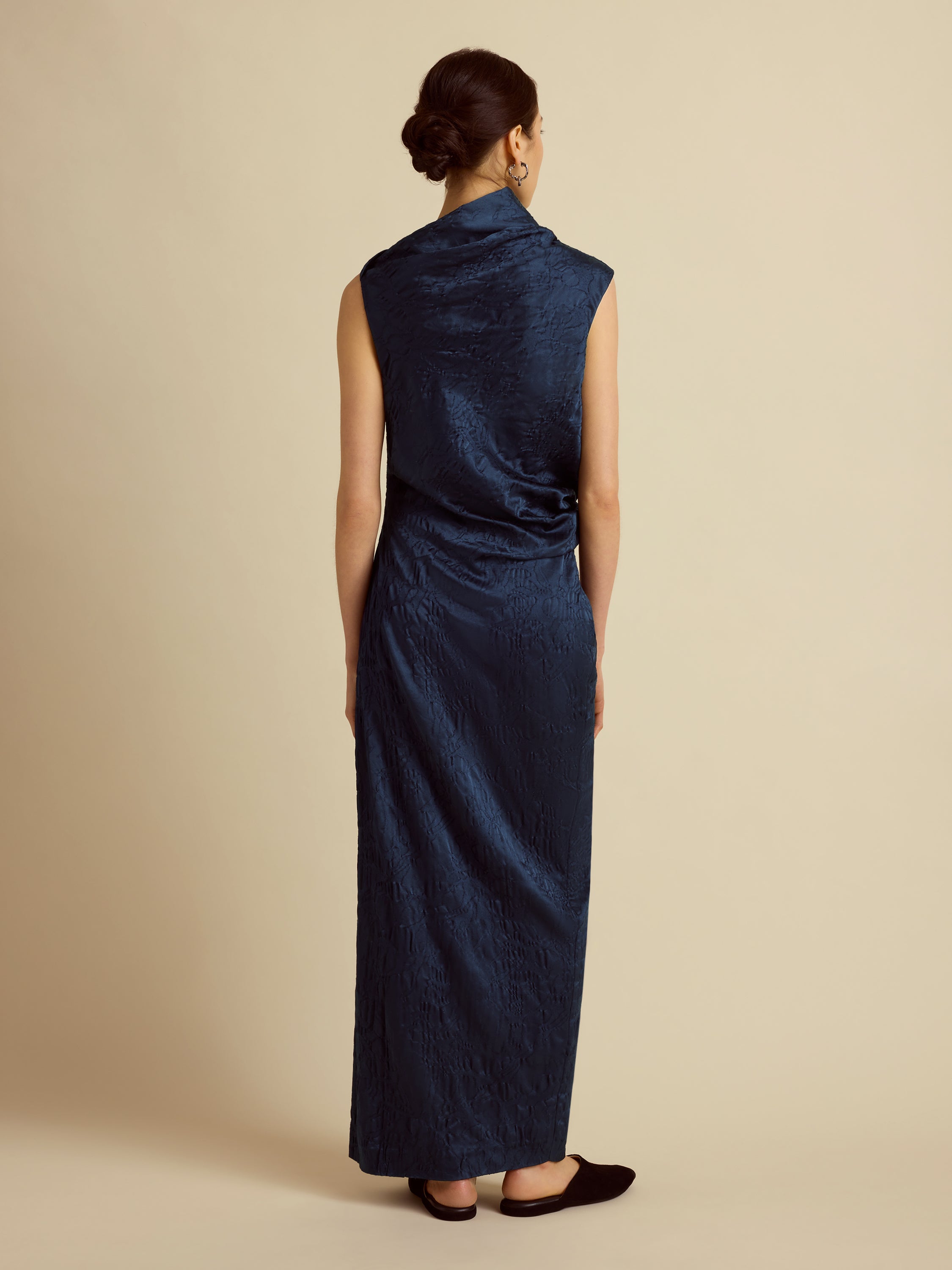 Satin Jacquard Column Dress