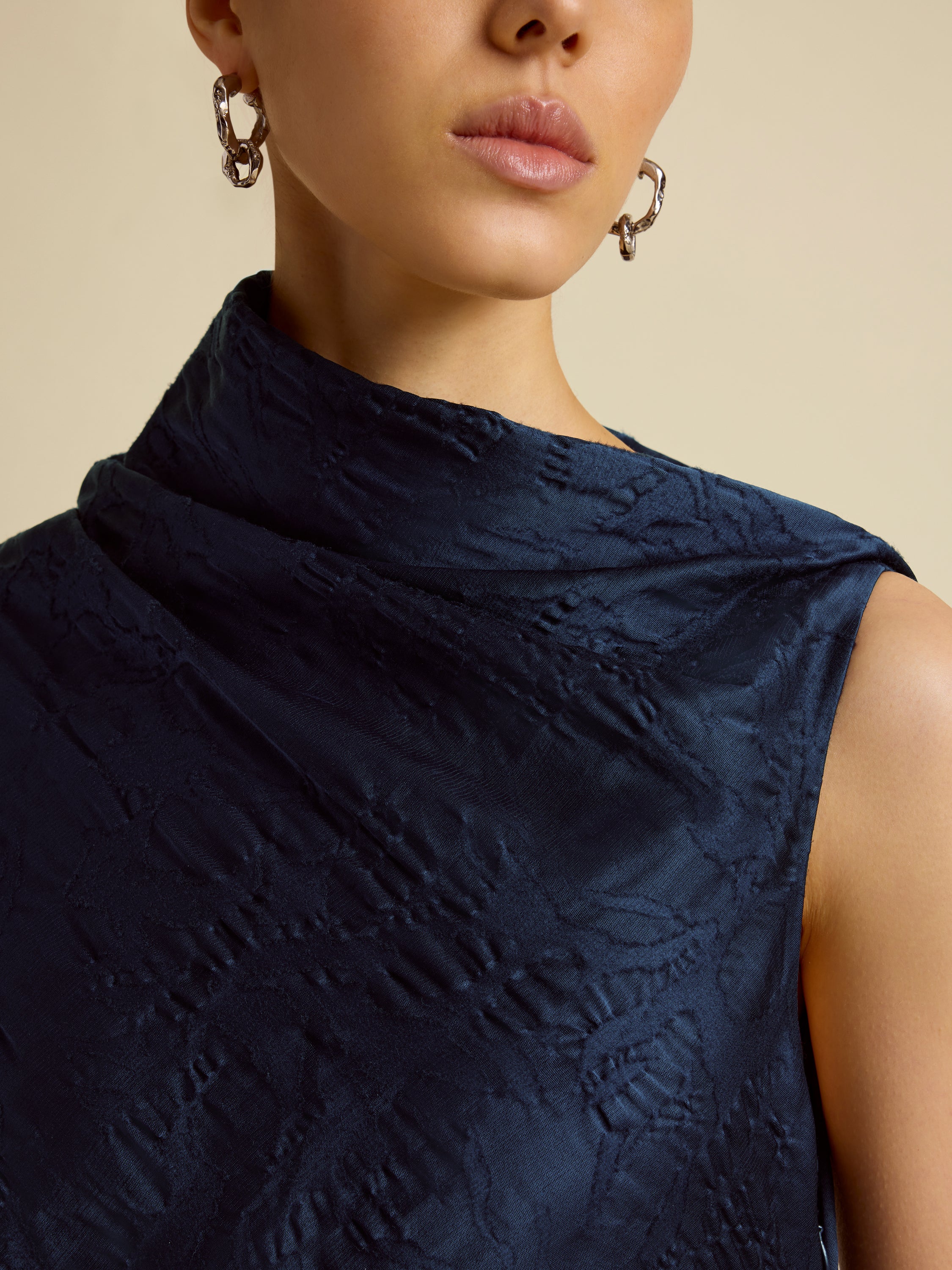Satin Jacquard Column Dress