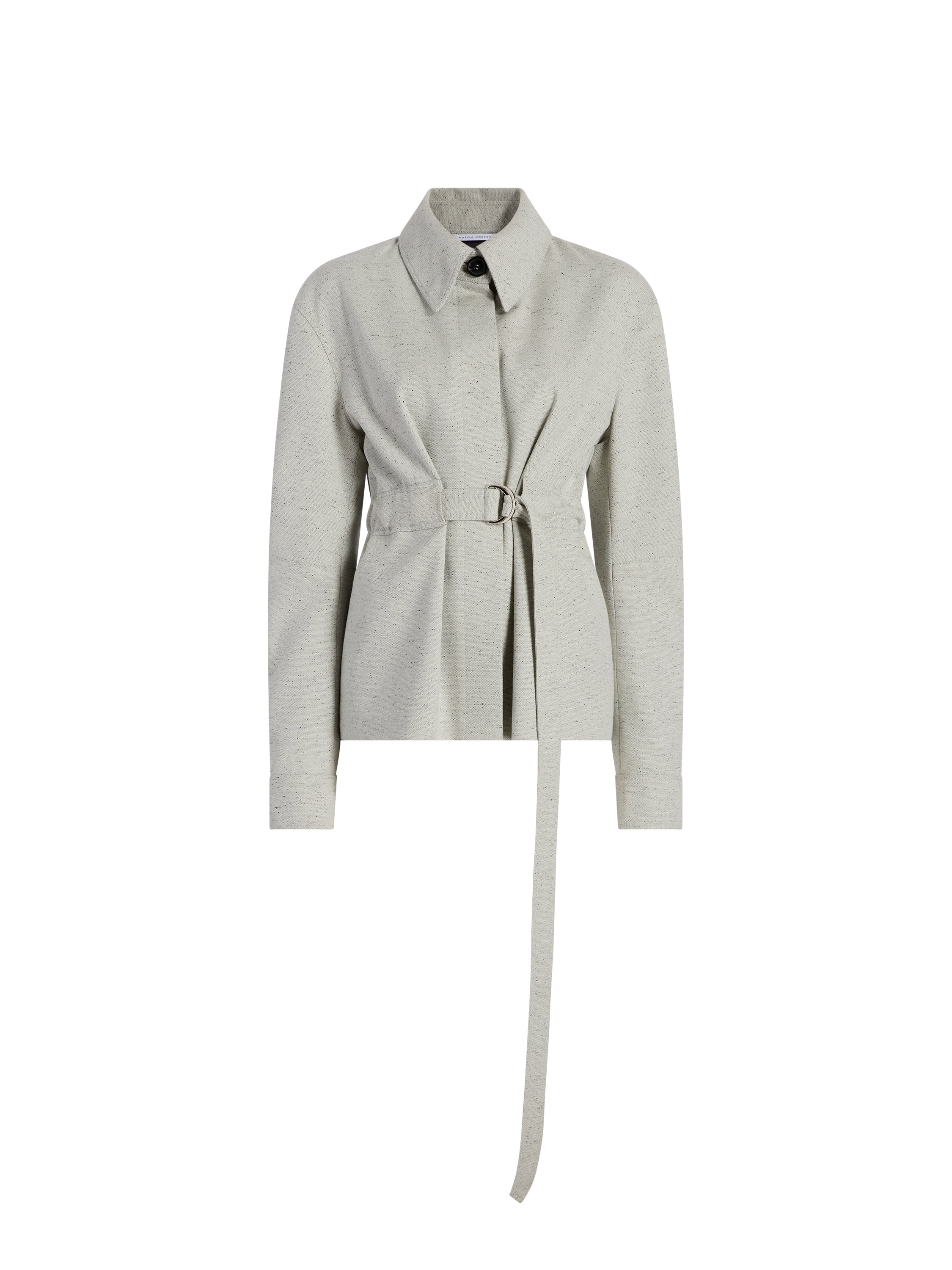 Cotton Silk Belted Bomber Jacket