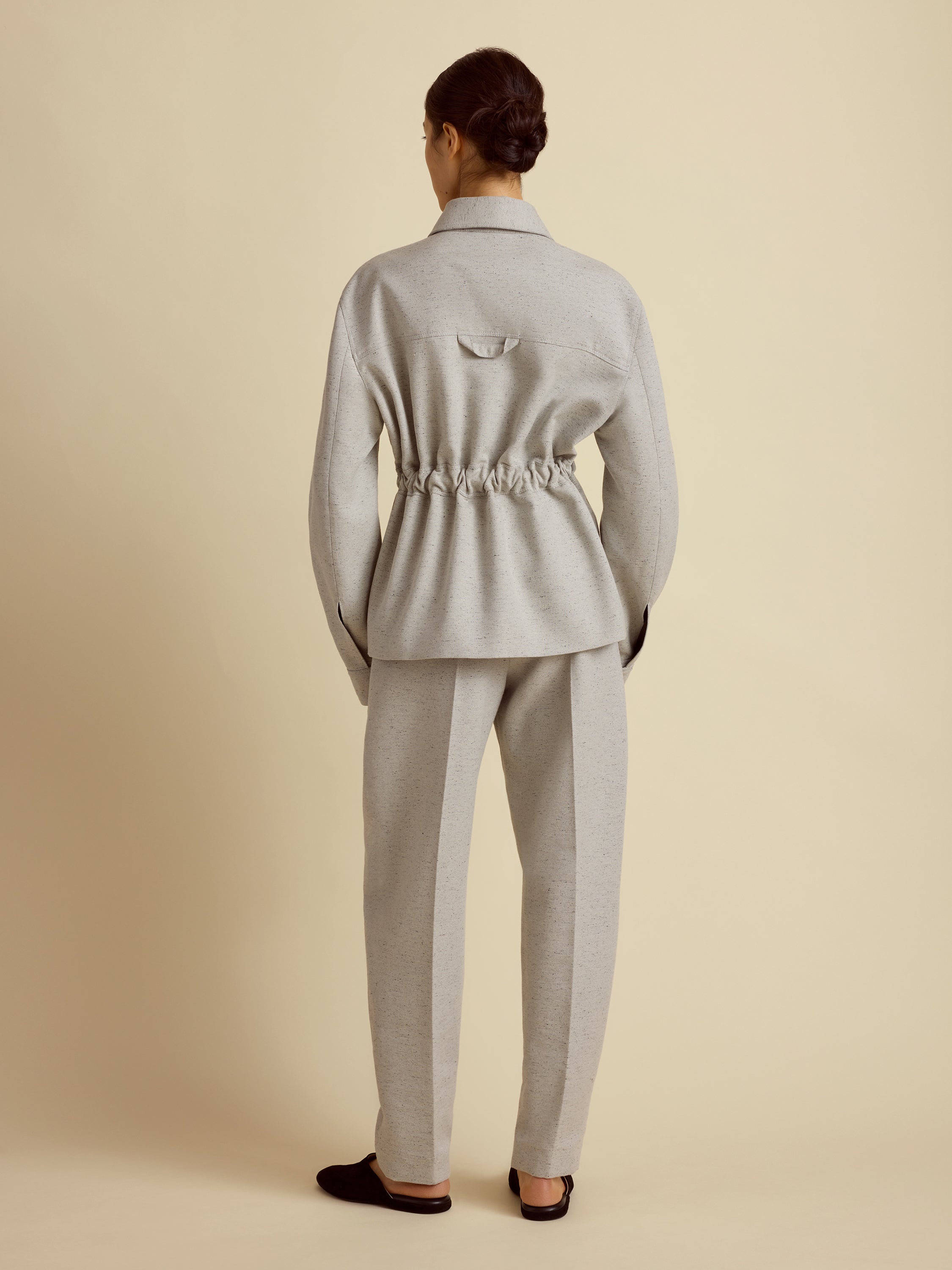 Cotton Silk Belted Bomber Jacket