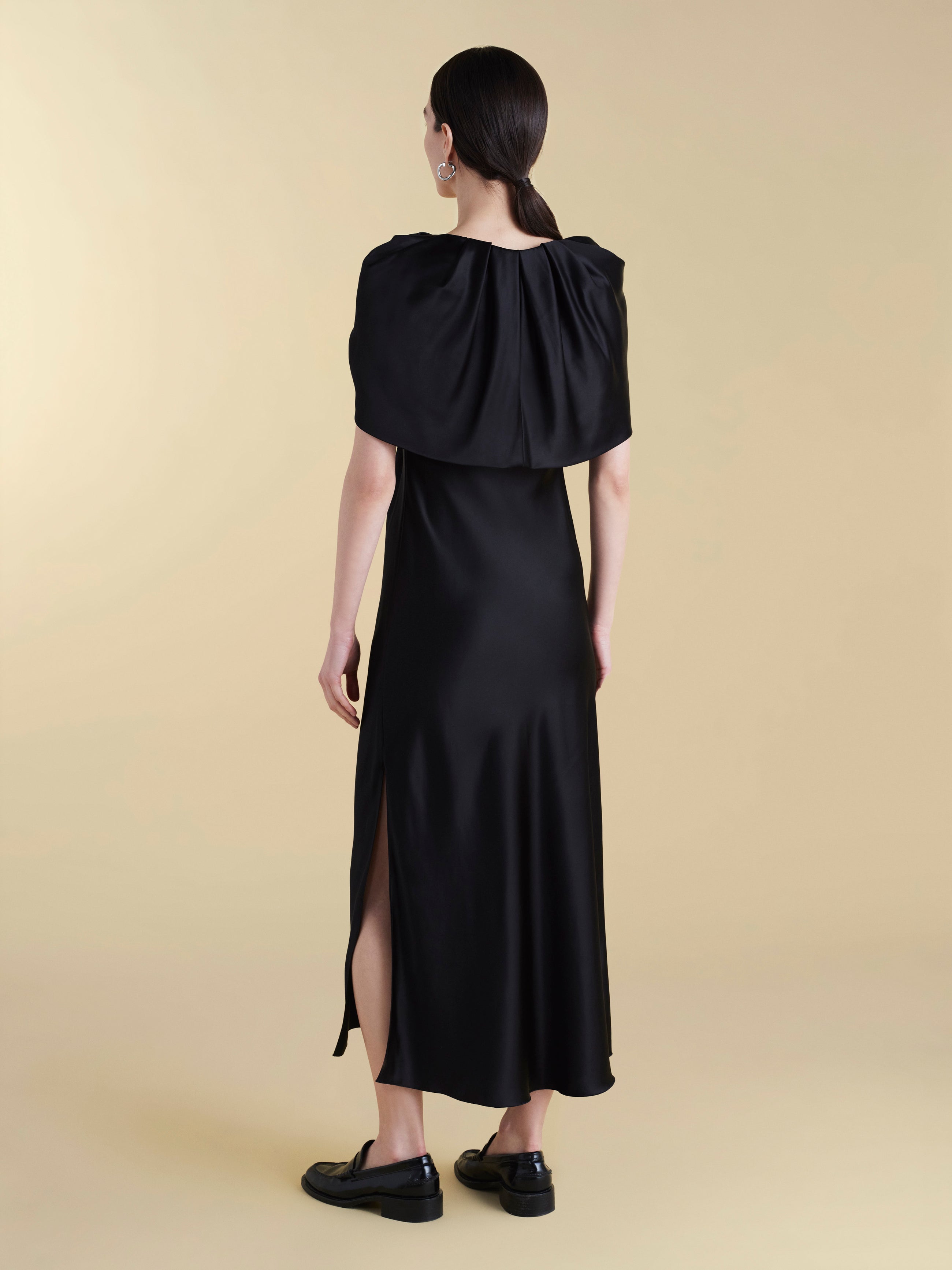 Satin Sheath with Draped Neckline