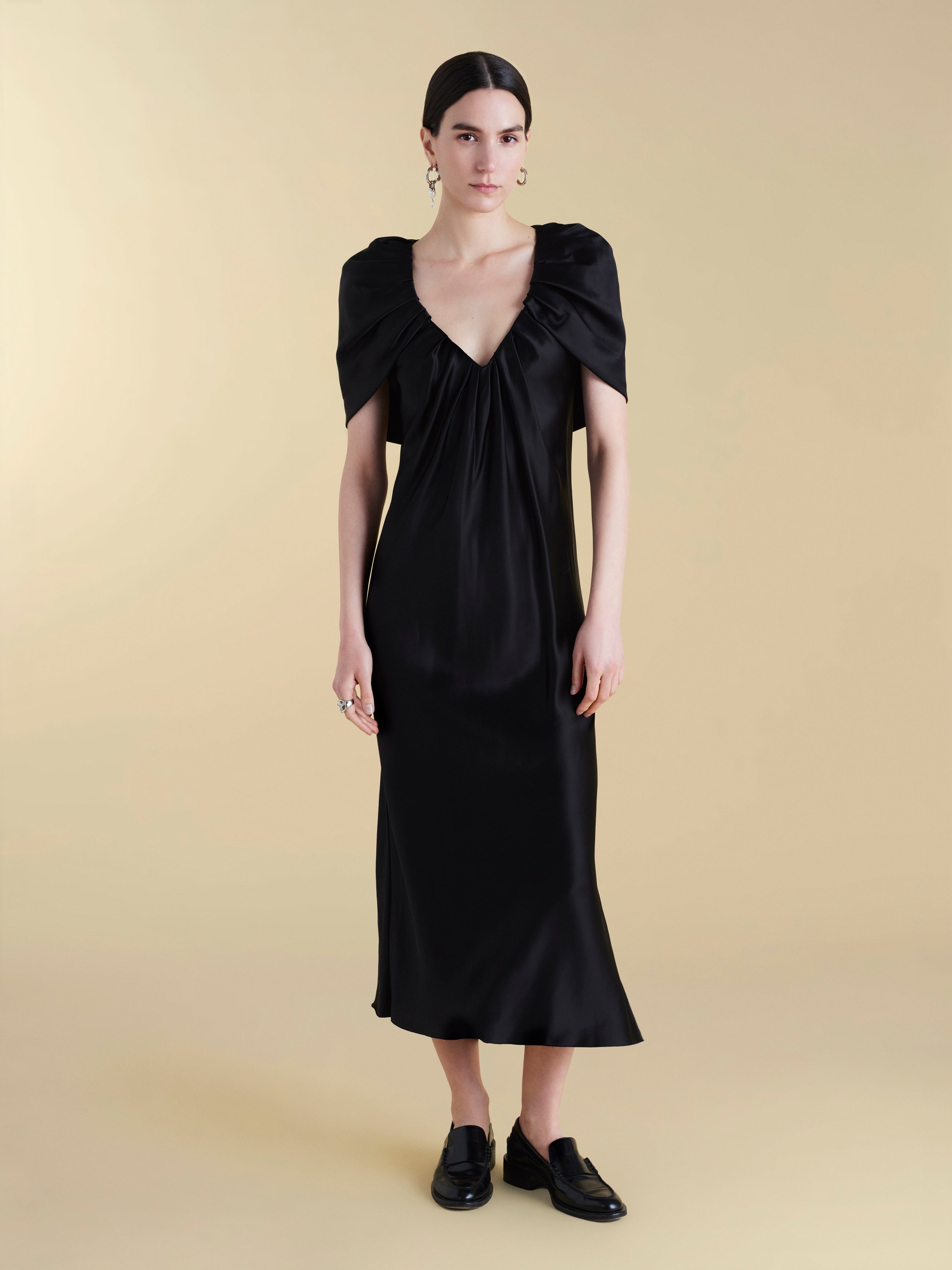 Satin Sheath with Draped Neckline