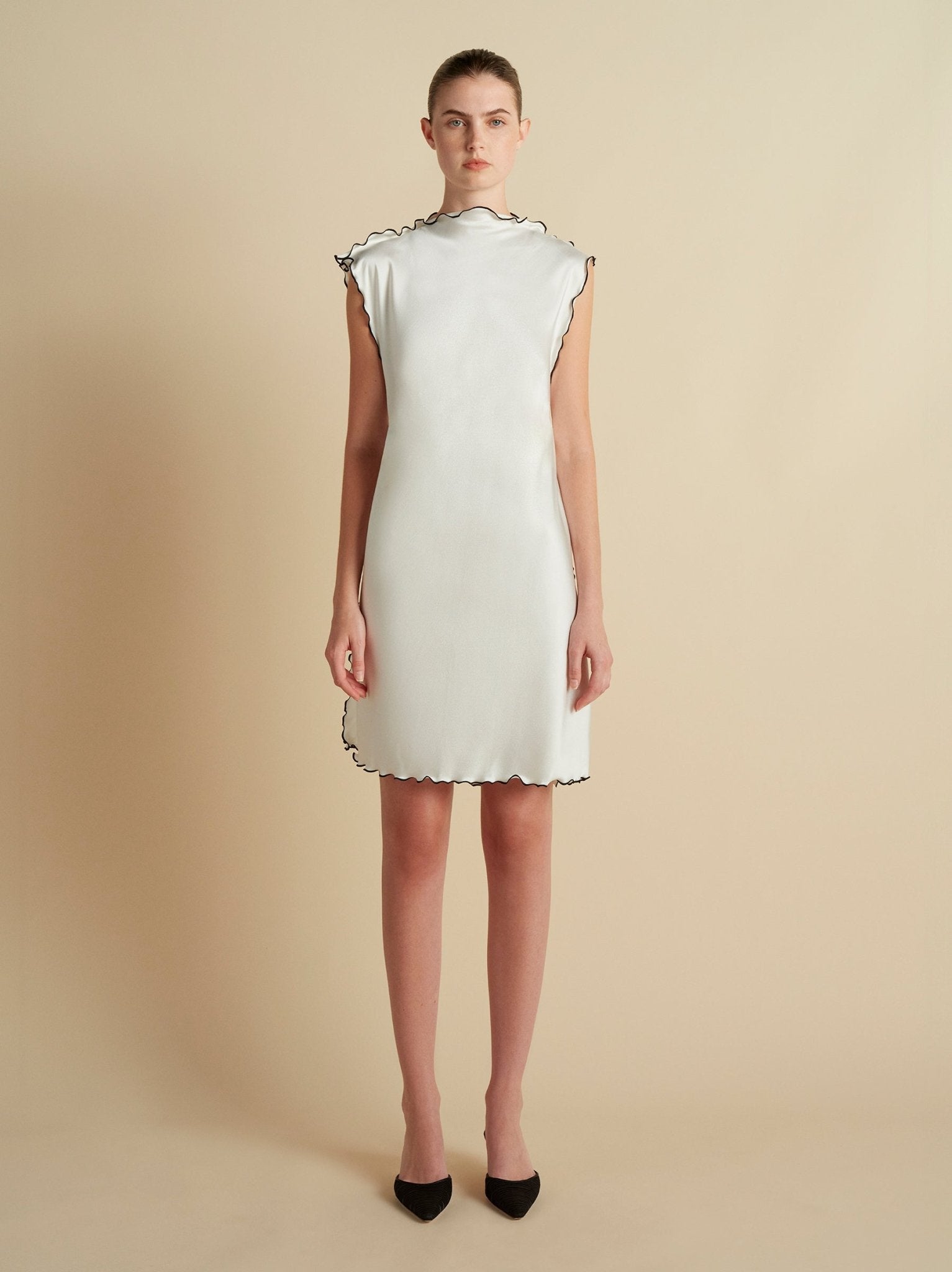 knee length dresses for ladies Cady Mini Sheath with Scalloped Edge 8