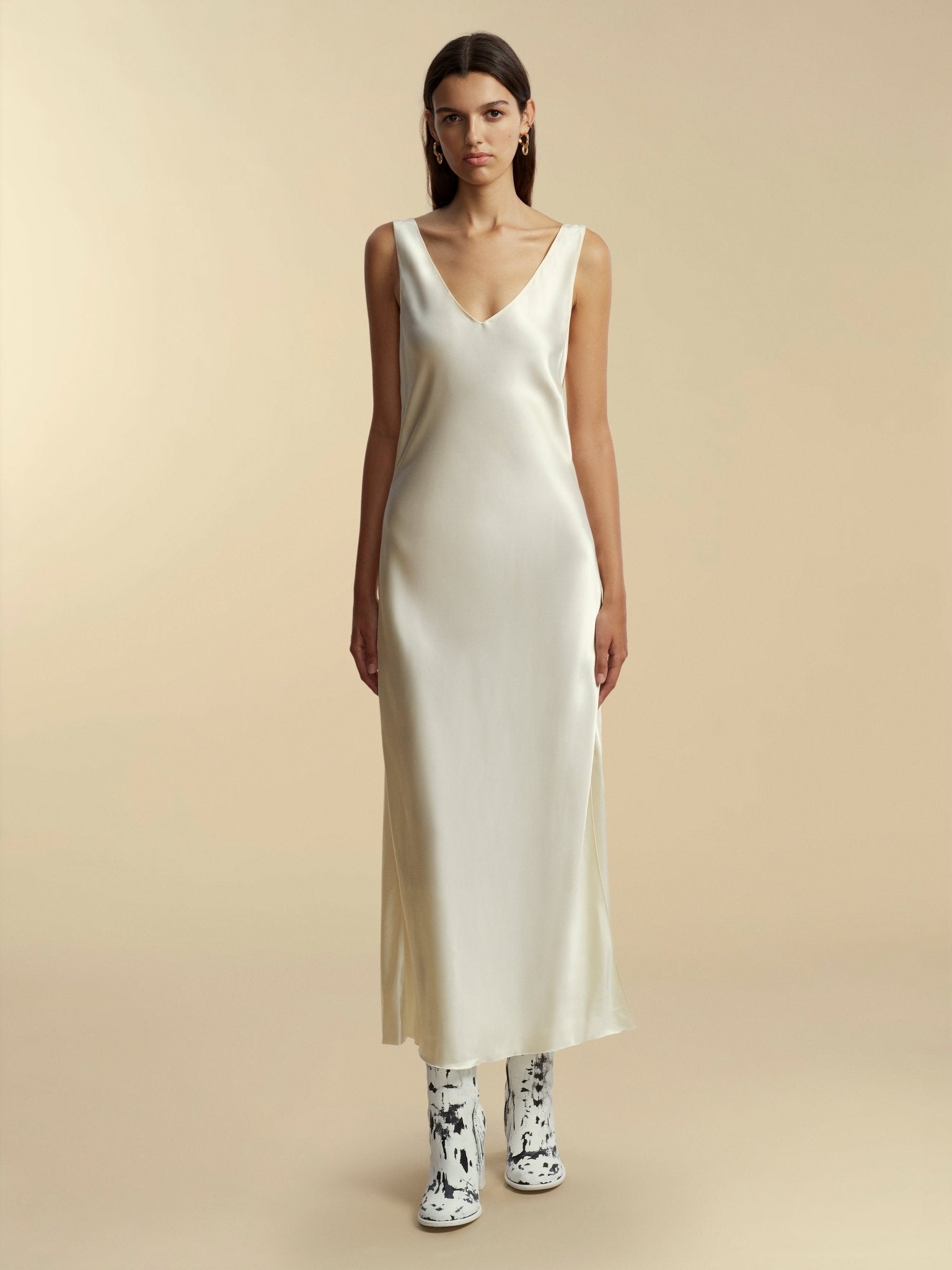 Satin Bias Slipdress with Cowl Back Marina Moscone
