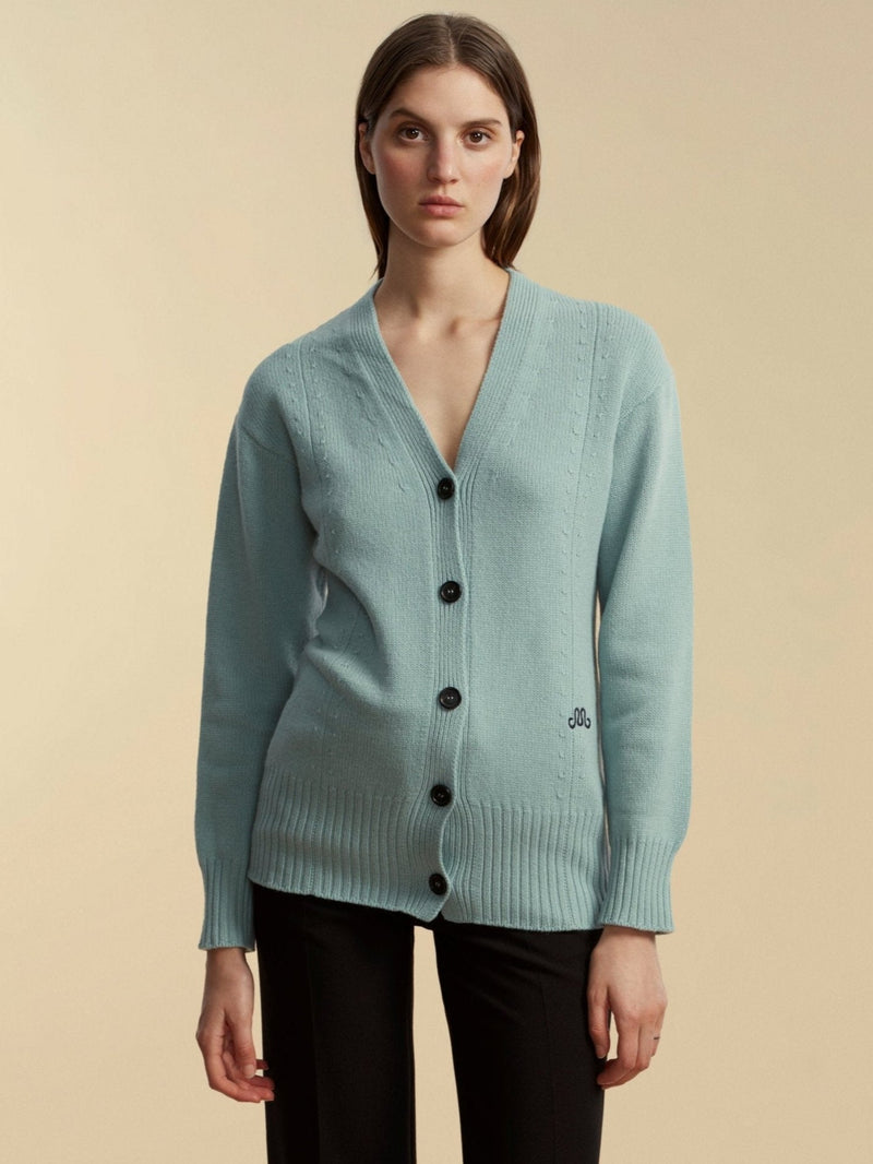 Waisted Cashmere Wool Cardigan - Marina Moscone
