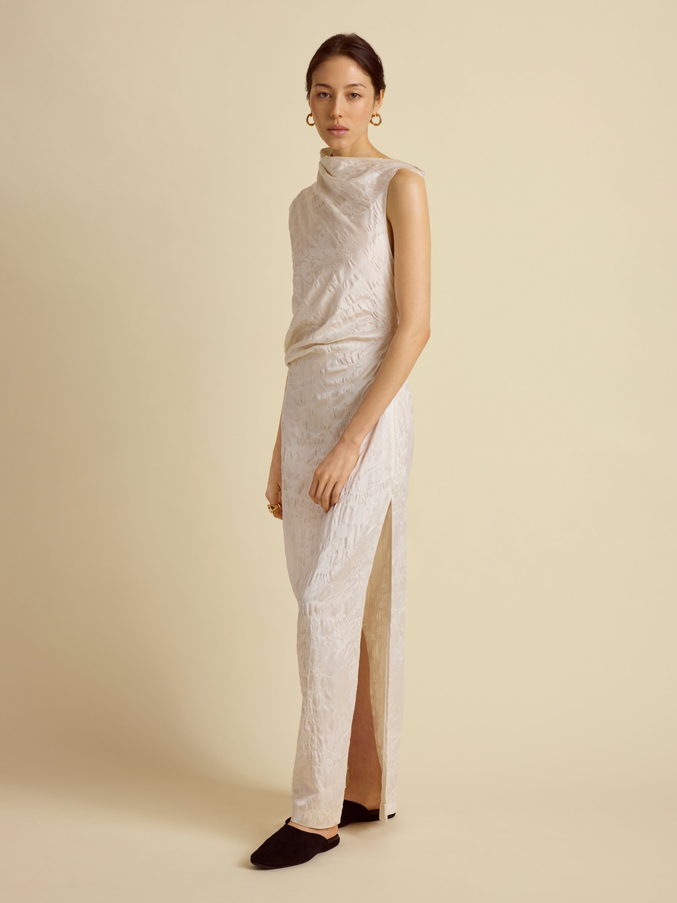 Satin Jacquard Column Dress