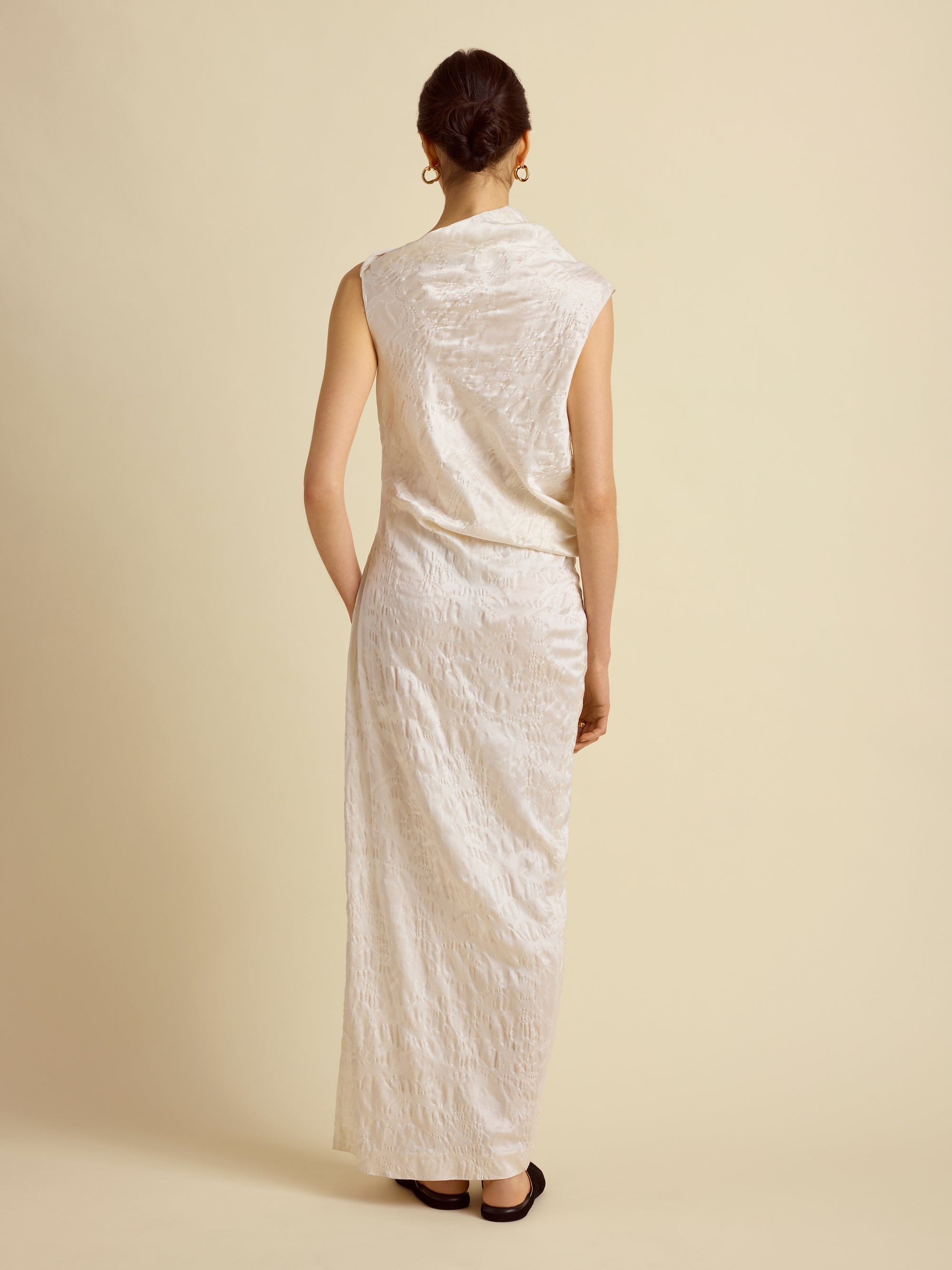 Satin Jacquard Column Dress