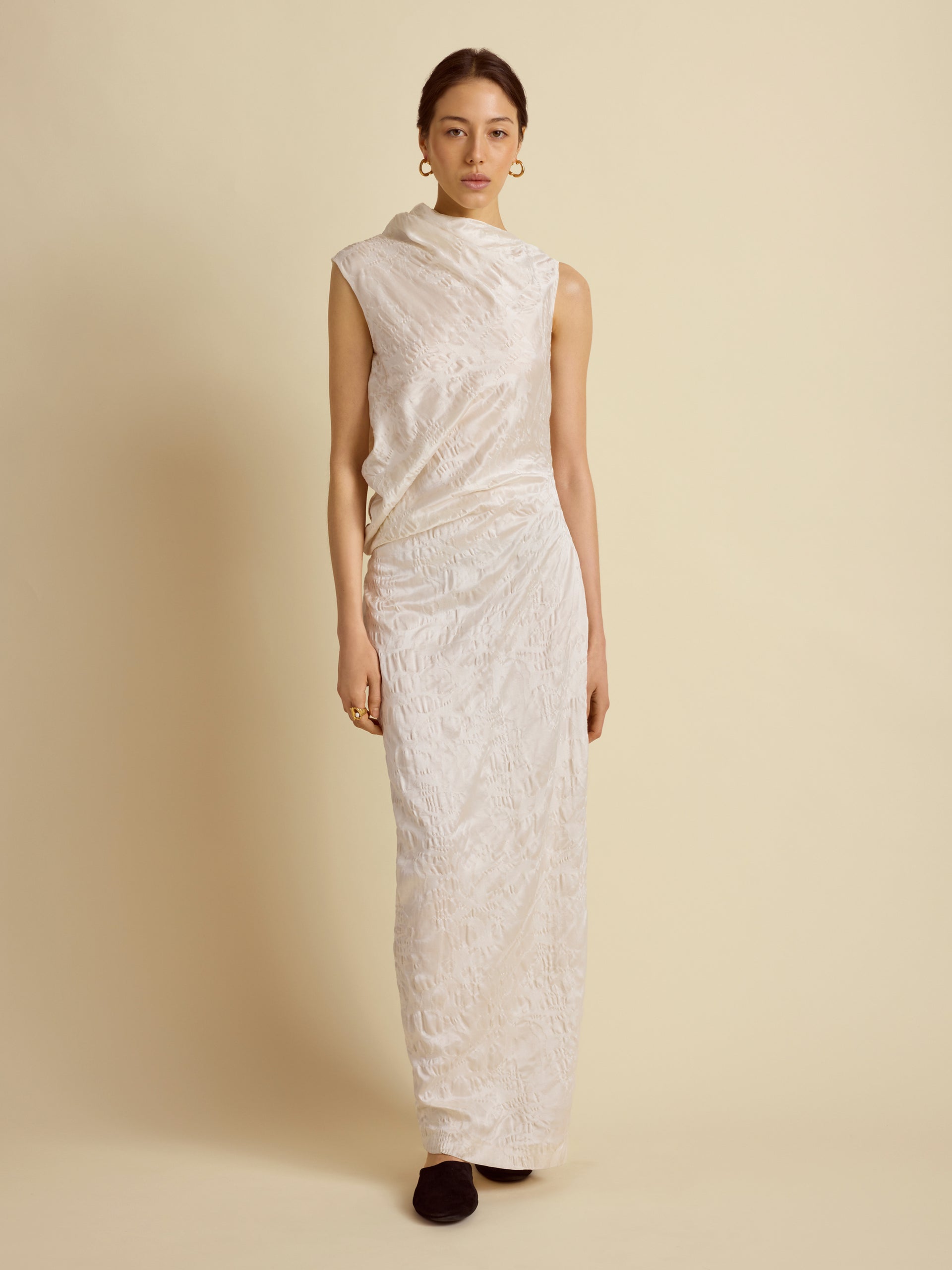 ivory jacquard dress Satin Column Lissie Formal Sequin Mini 1/2 Sleeve 53 dress body length Color:Style A