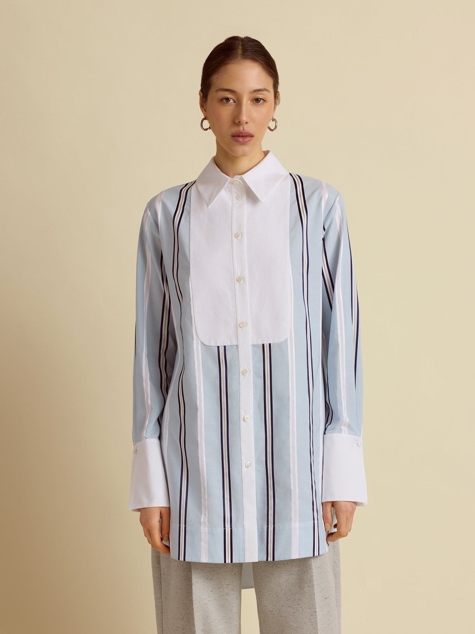 Slim Striped Tuxedo Shirt