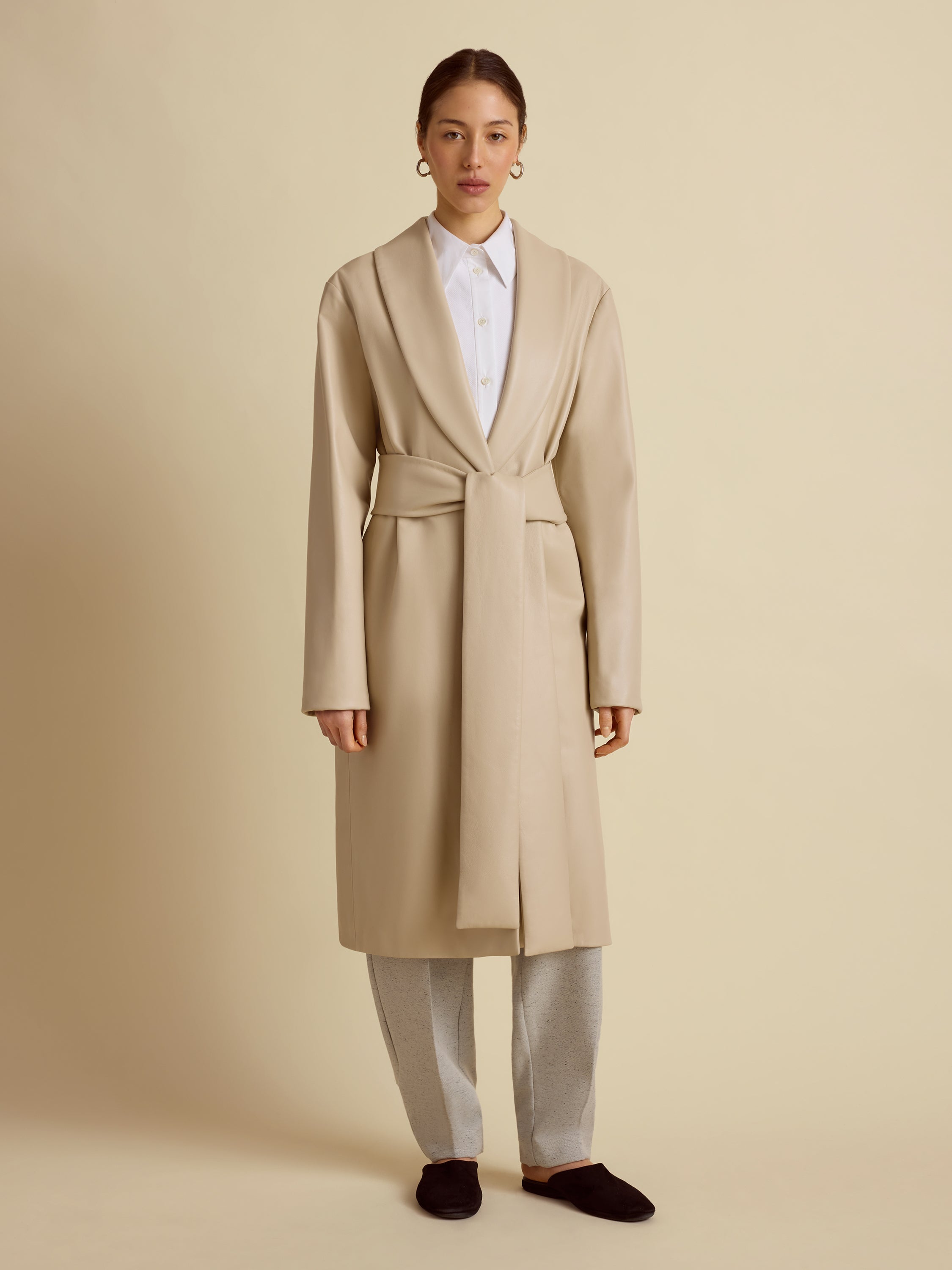 Leather Robe Coat - Marina Moscone