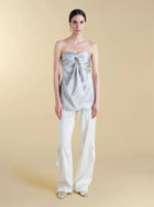 Crinkled Satin Cargo Trouser