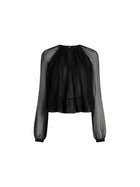Silk Long Sleeve Gathered Blouse