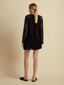 Silk Long Sleeve Gathered Blouse