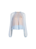 Silk Long Sleeve Gathered Blouse