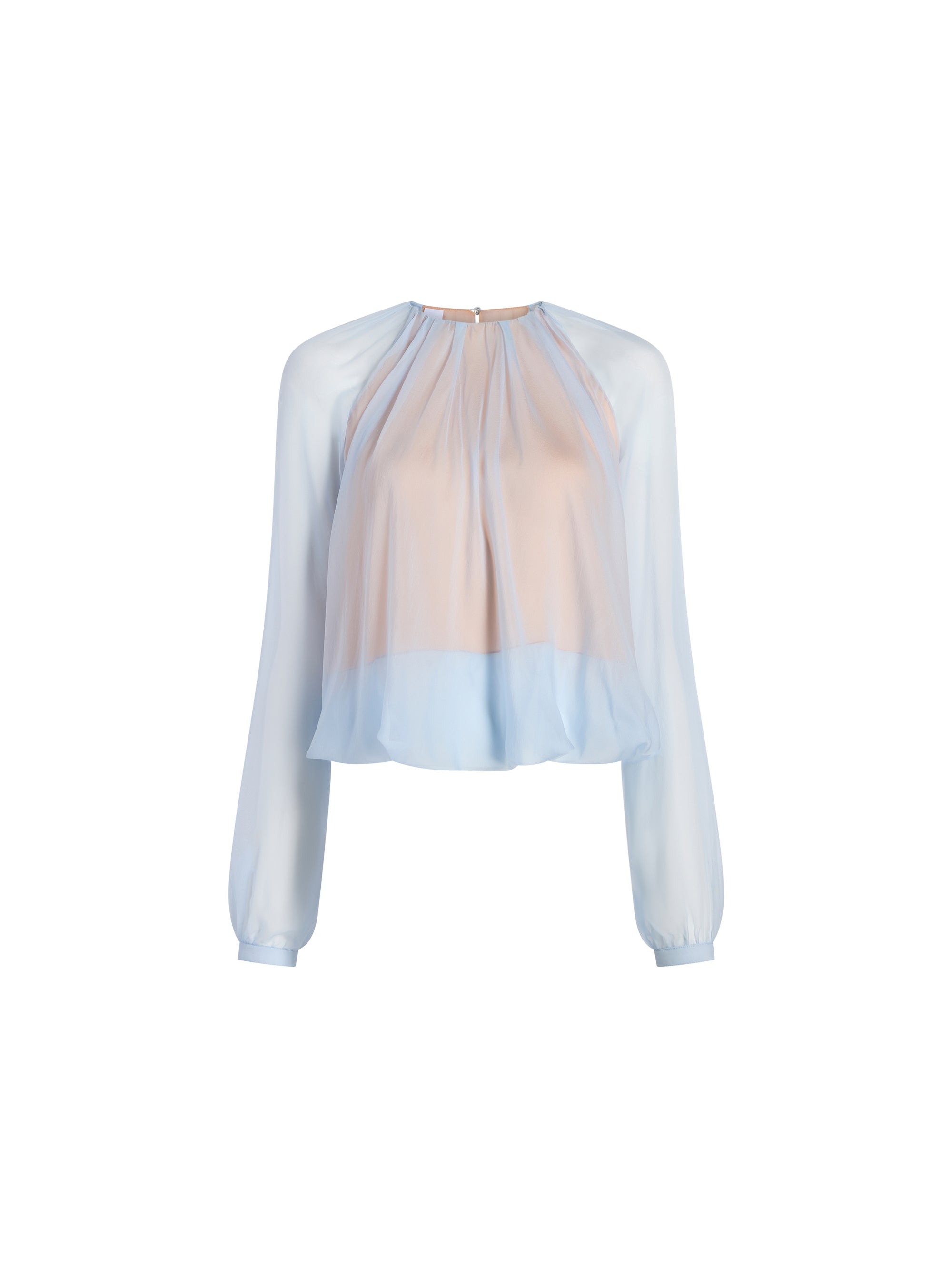 Silk Long Sleeve Gathered Blouse