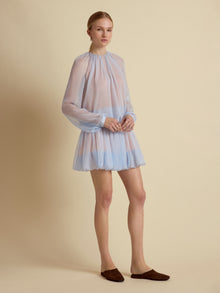Silk Long Sleeve Gathered Blouse