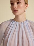 Silk Long Sleeve Gathered Blouse