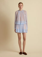 Silk Long Sleeve Gathered Blouse