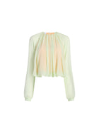 Silk Long Sleeve Gathered Blouse