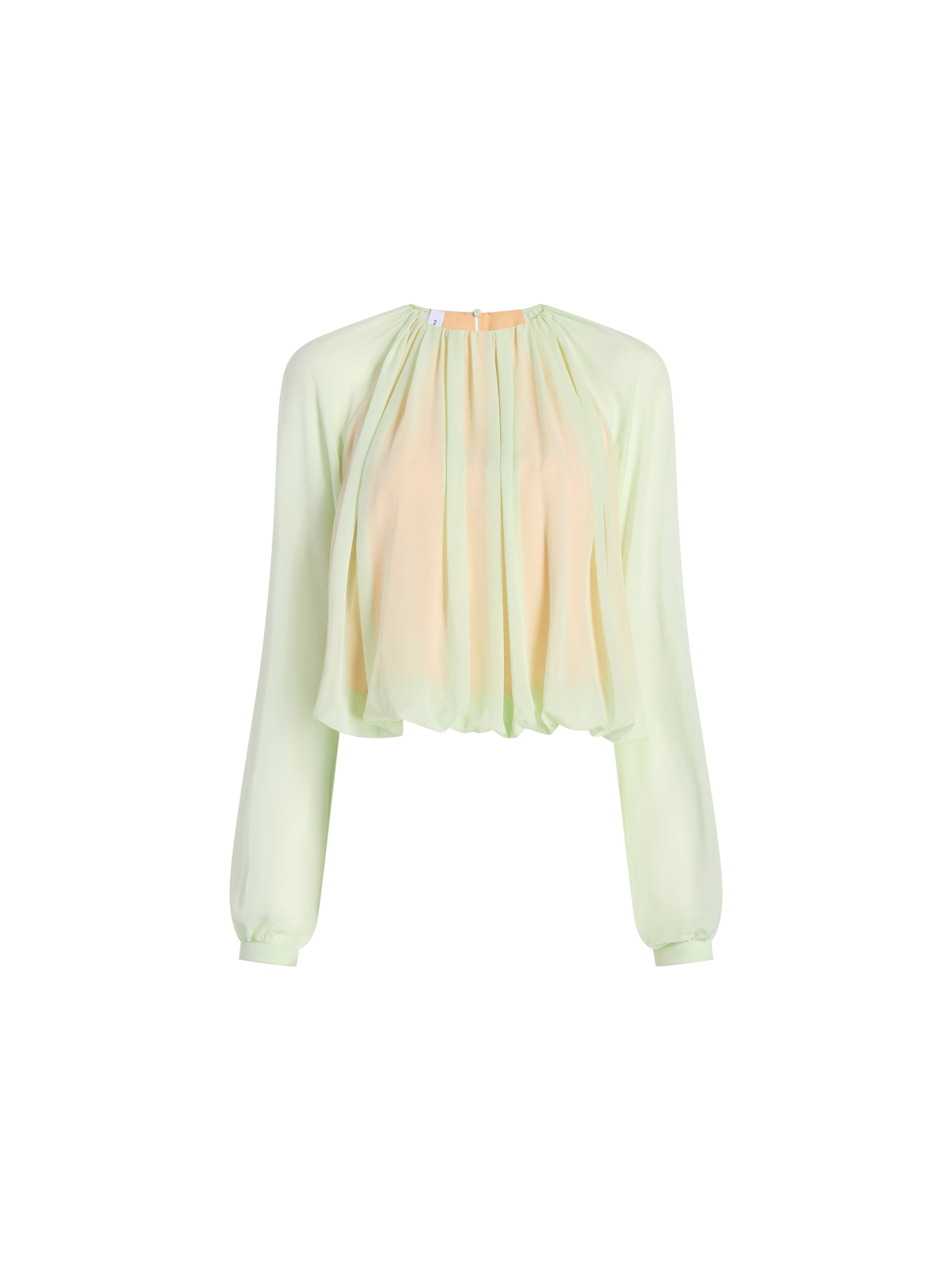 Silk Long Sleeve Gathered Blouse