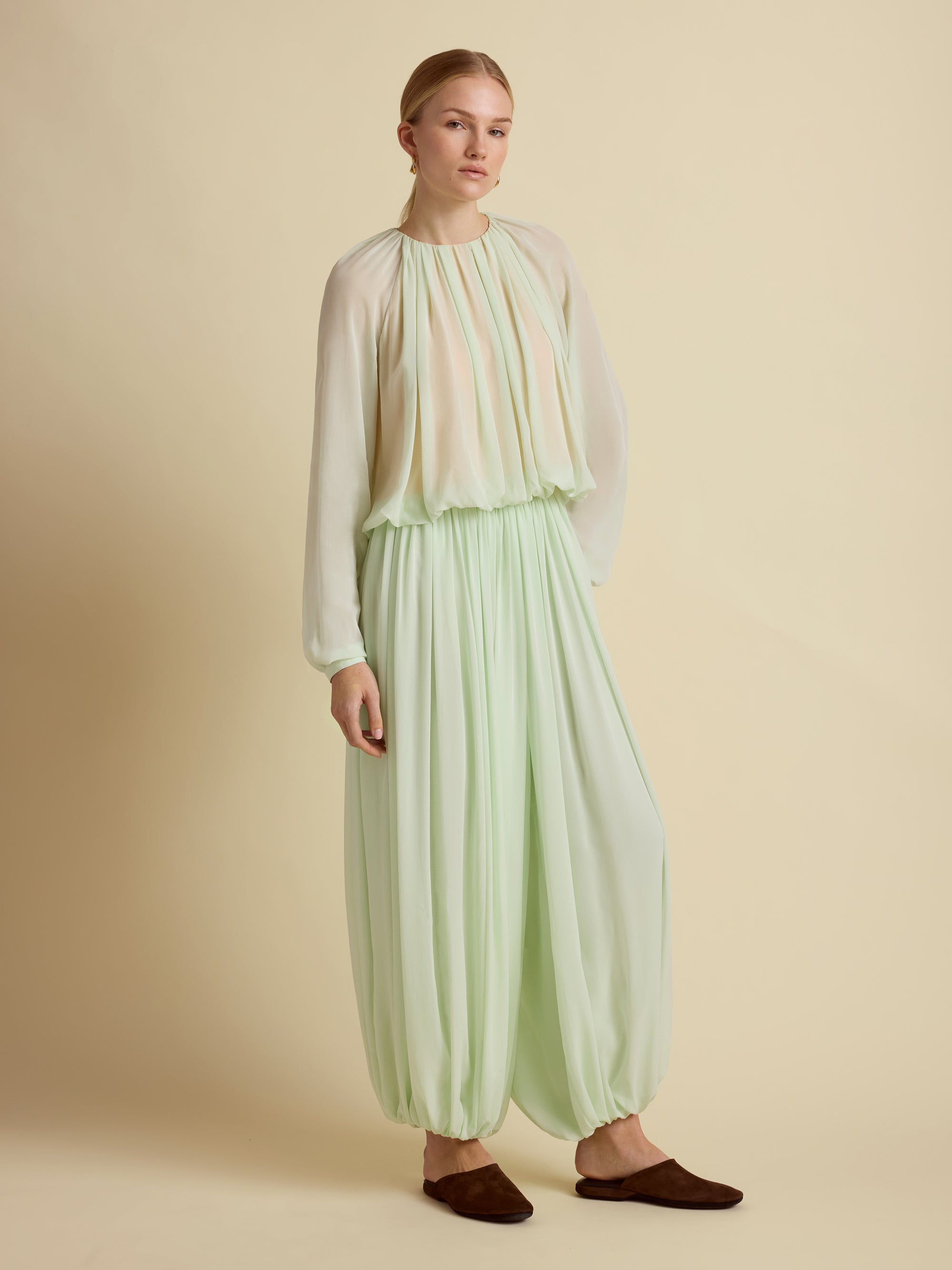 Silk Gathered Cocoon Pant