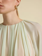 Silk Long Sleeve Gathered Blouse