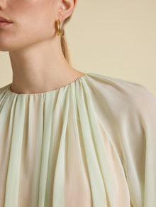 Silk Long Sleeve Gathered Blouse