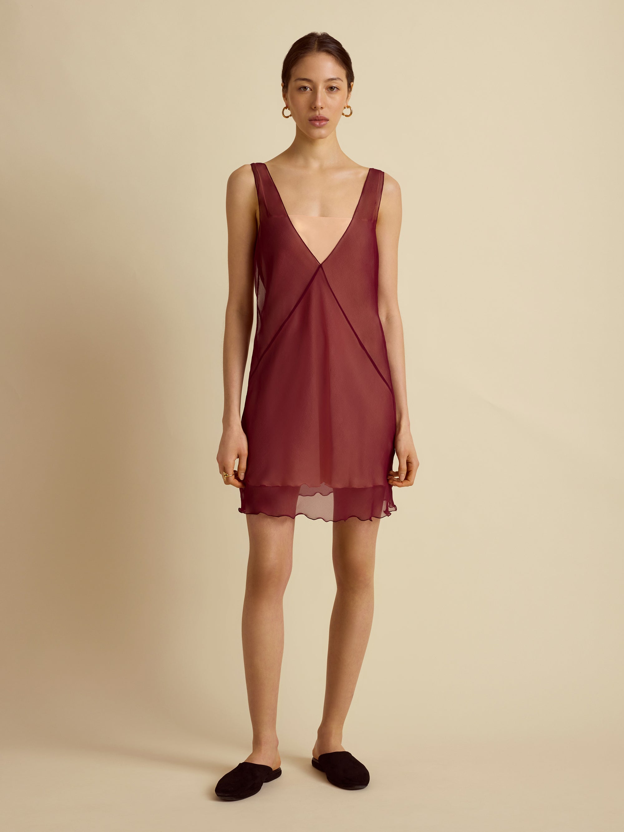 Silk Sheer Layered Camisole Dress