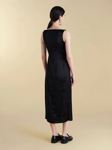 Satin V-Neck Twist Dress
