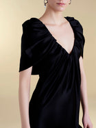 Satin Sheath with Draped Neckline