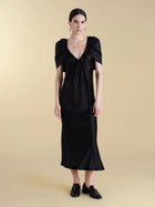 Satin Sheath with Draped Neckline