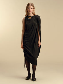 Asymmetrical Jersey Draped Dress - Marina Moscone