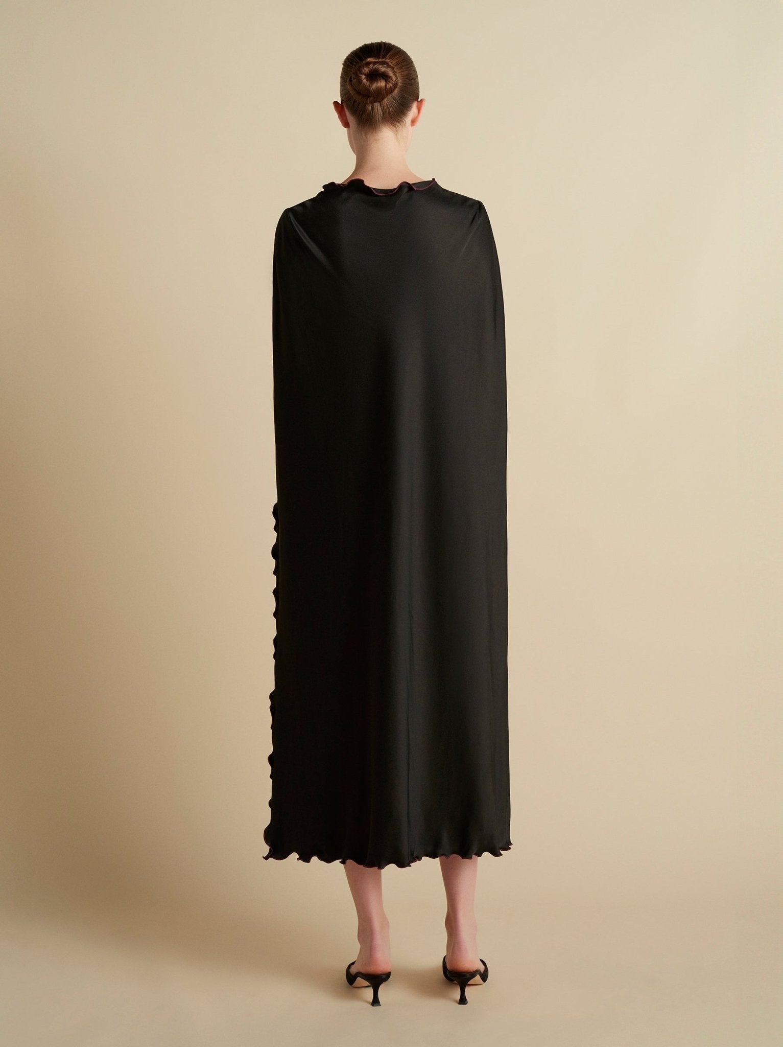 Cady Cape Dress with Scalloped Edge - Marina Moscone