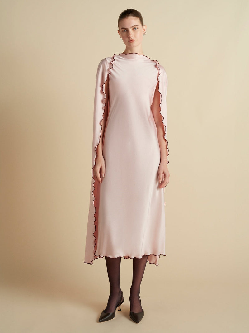 Cady Cape Dress with Scalloped Edge - Marina Moscone