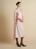 Cady Cape Dress with Scalloped Edge - Marina Moscone