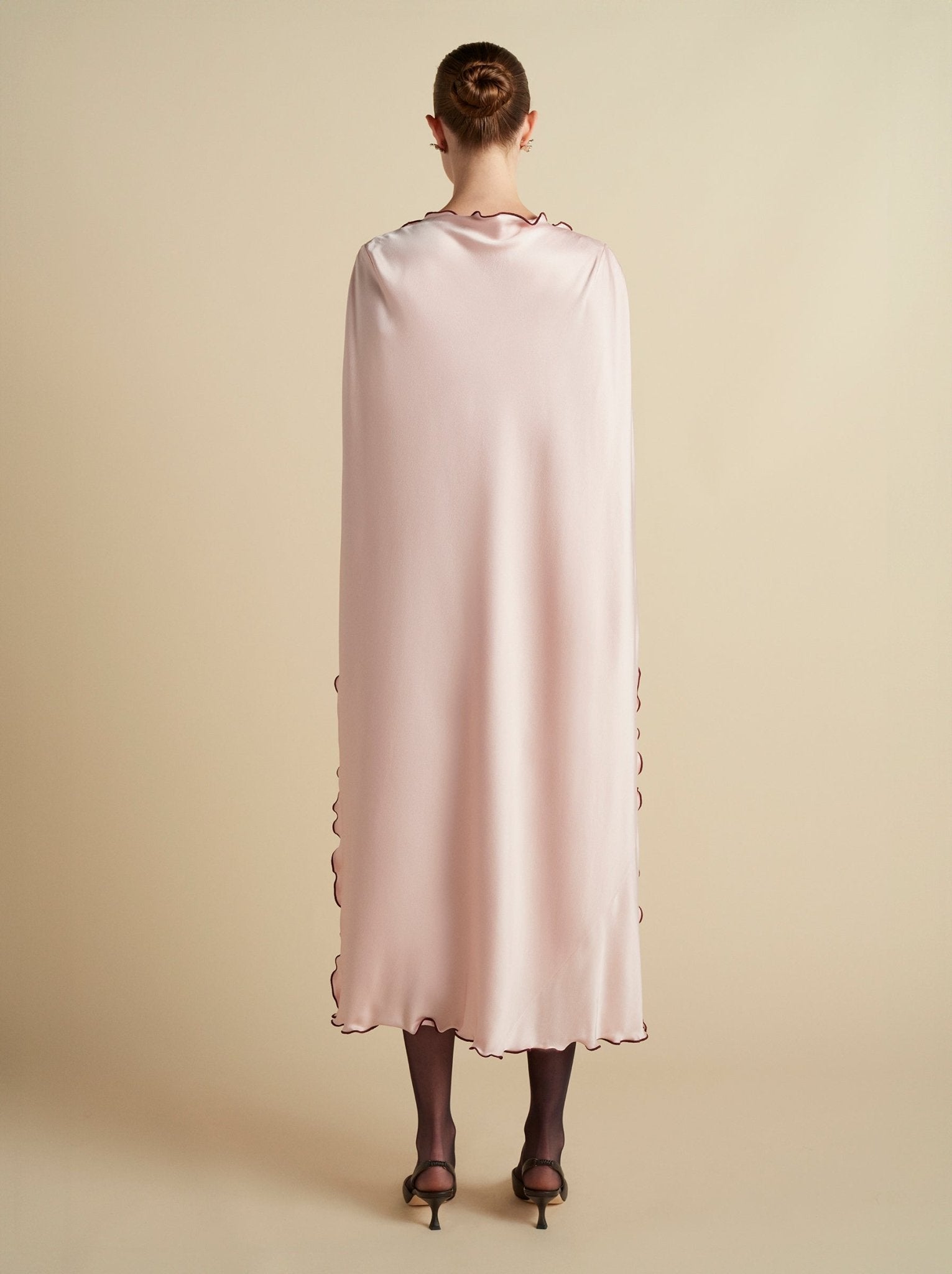 Cady Cape Dress with Scalloped Edge - Marina Moscone