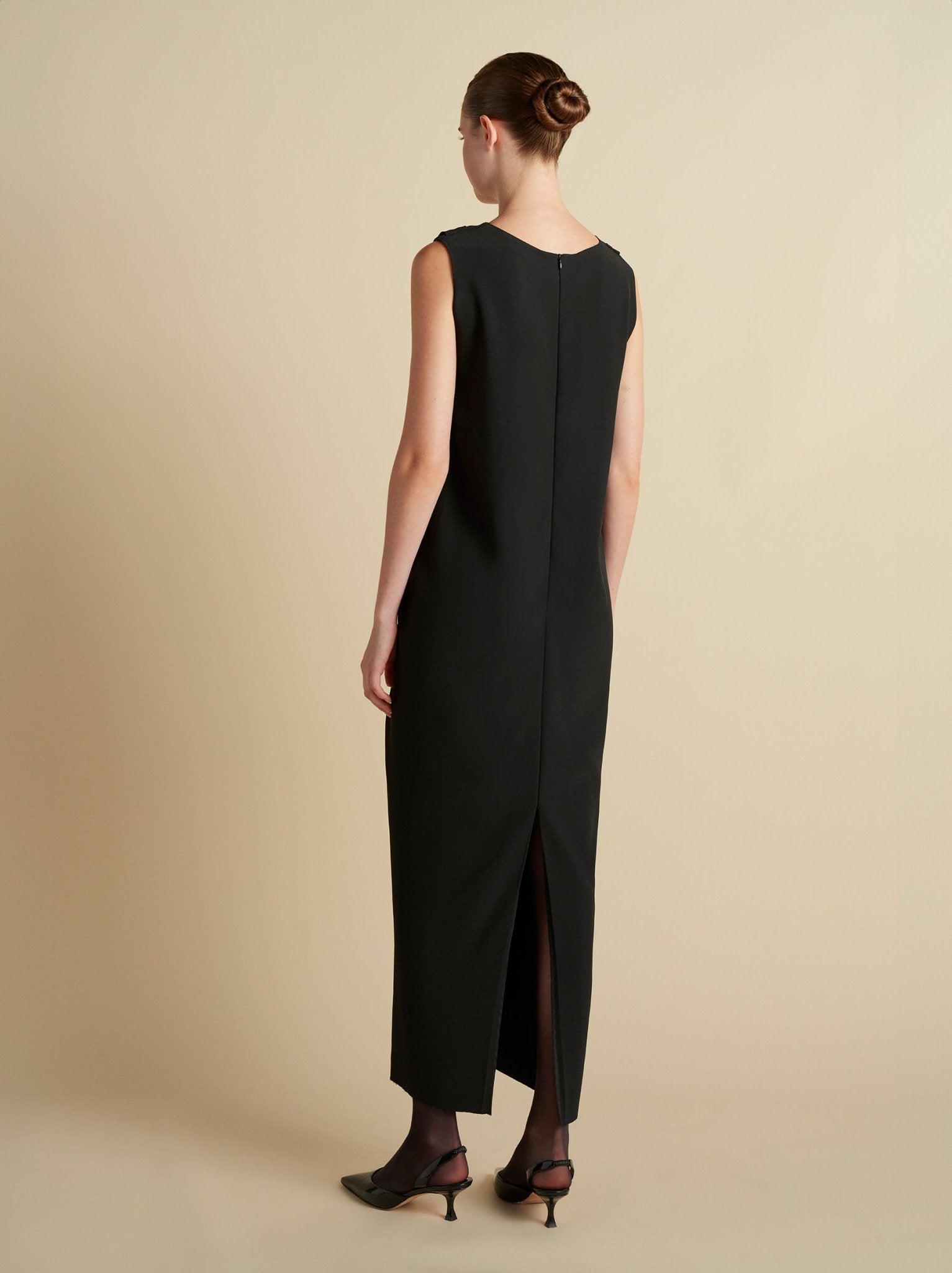 Cady V - Neck Draped Twist Belt Dress - Marina Moscone