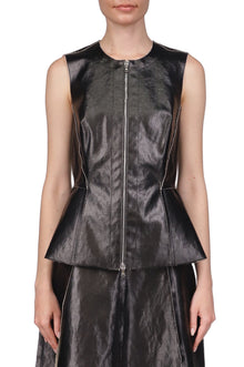 Coated Canvas Waisted Gilet - Marina Moscone