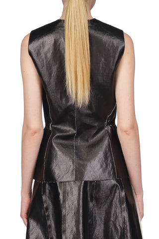 Coated Canvas Waisted Gilet - Marina Moscone