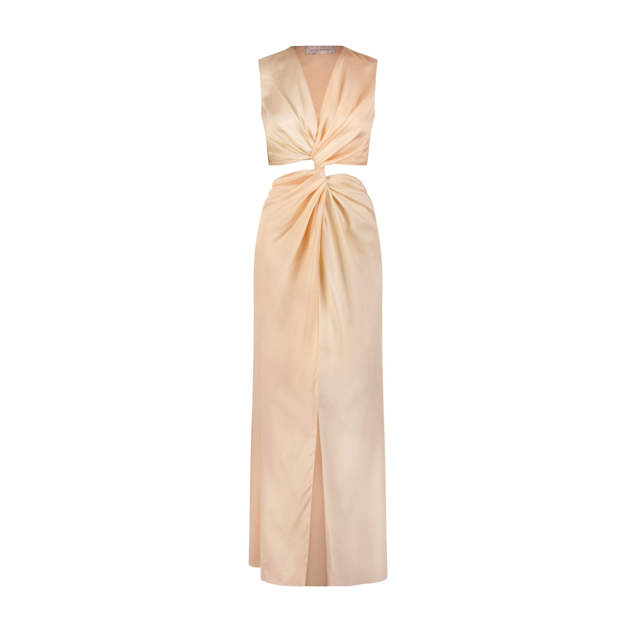 Colorblocked Satin Twist Dress - Marina Moscone