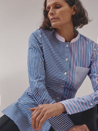 Cotton Shirt with Button - Out Sleeves - Marina Moscone