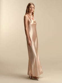 Cowl Neck Satin Bias Slipdress - Marina Moscone