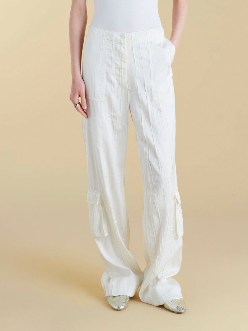 Crinkled Satin Cargo Trouser - Marina Moscone