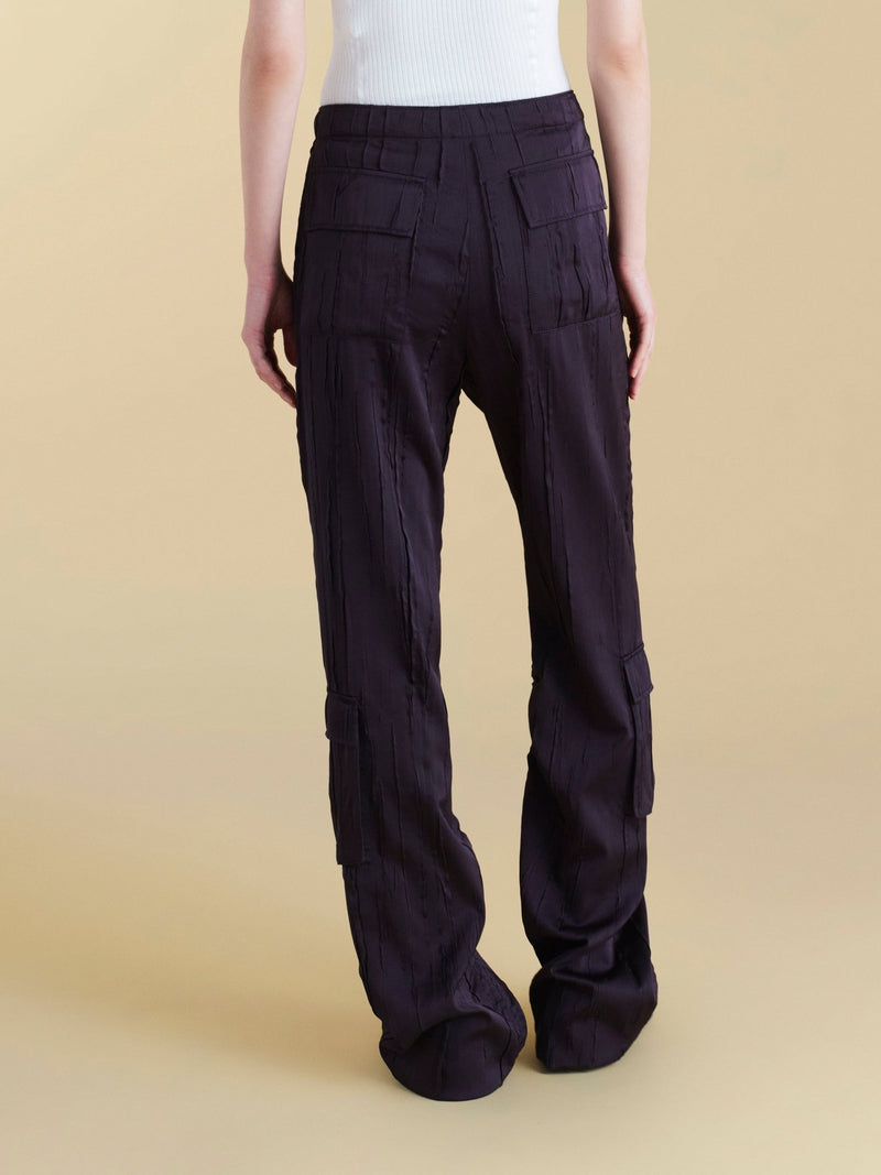 Crinkled Satin Cargo Trouser - Marina Moscone