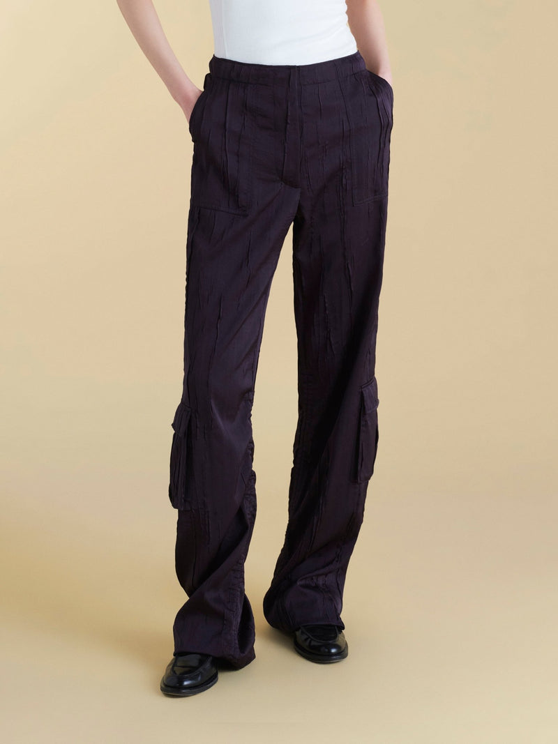Crinkled Satin Cargo Trouser - Marina Moscone