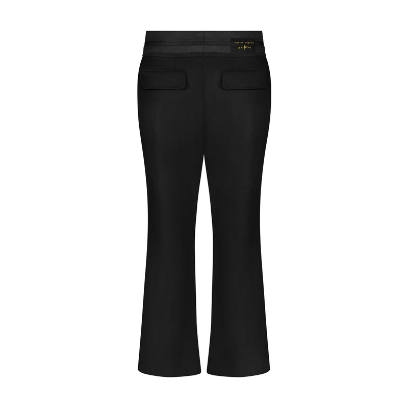 Cropped Wool Flare Trouser with Slit - Marina Moscone