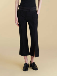 Cropped Wool Flare Trouser with Slit - Marina Moscone