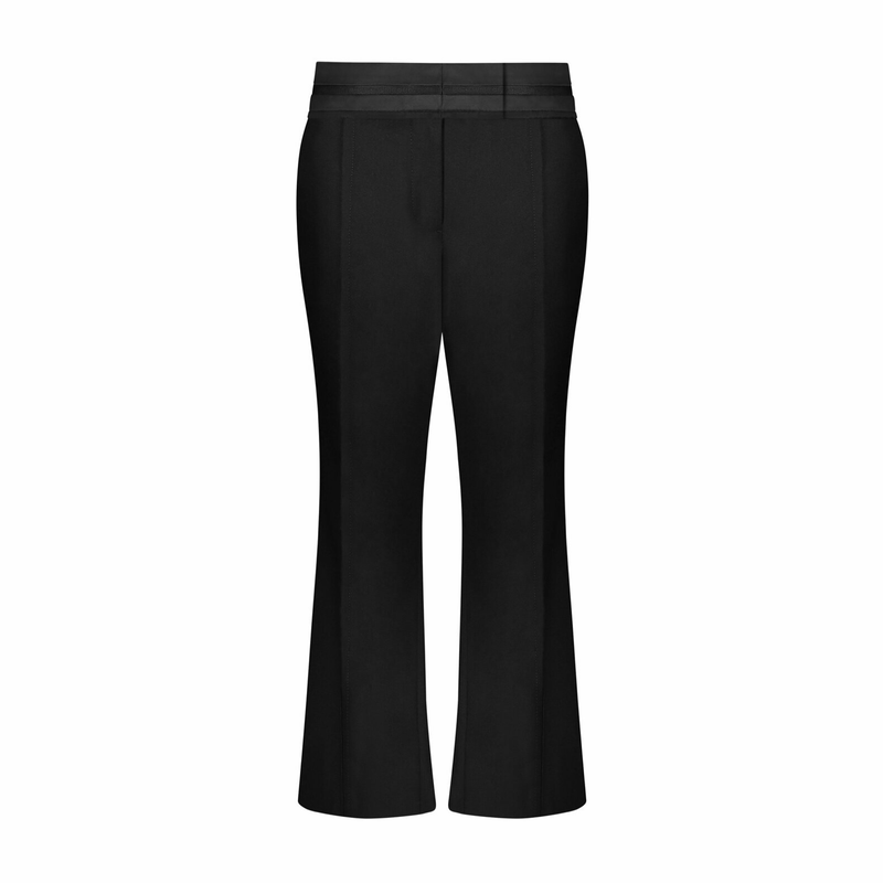 Cropped Wool Flare Trouser with Slit - Marina Moscone