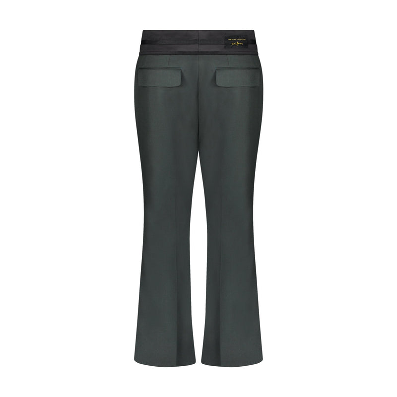 Cropped Wool Flare Trouser with Slit - Marina Moscone